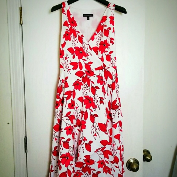 red floral wrap midi dress